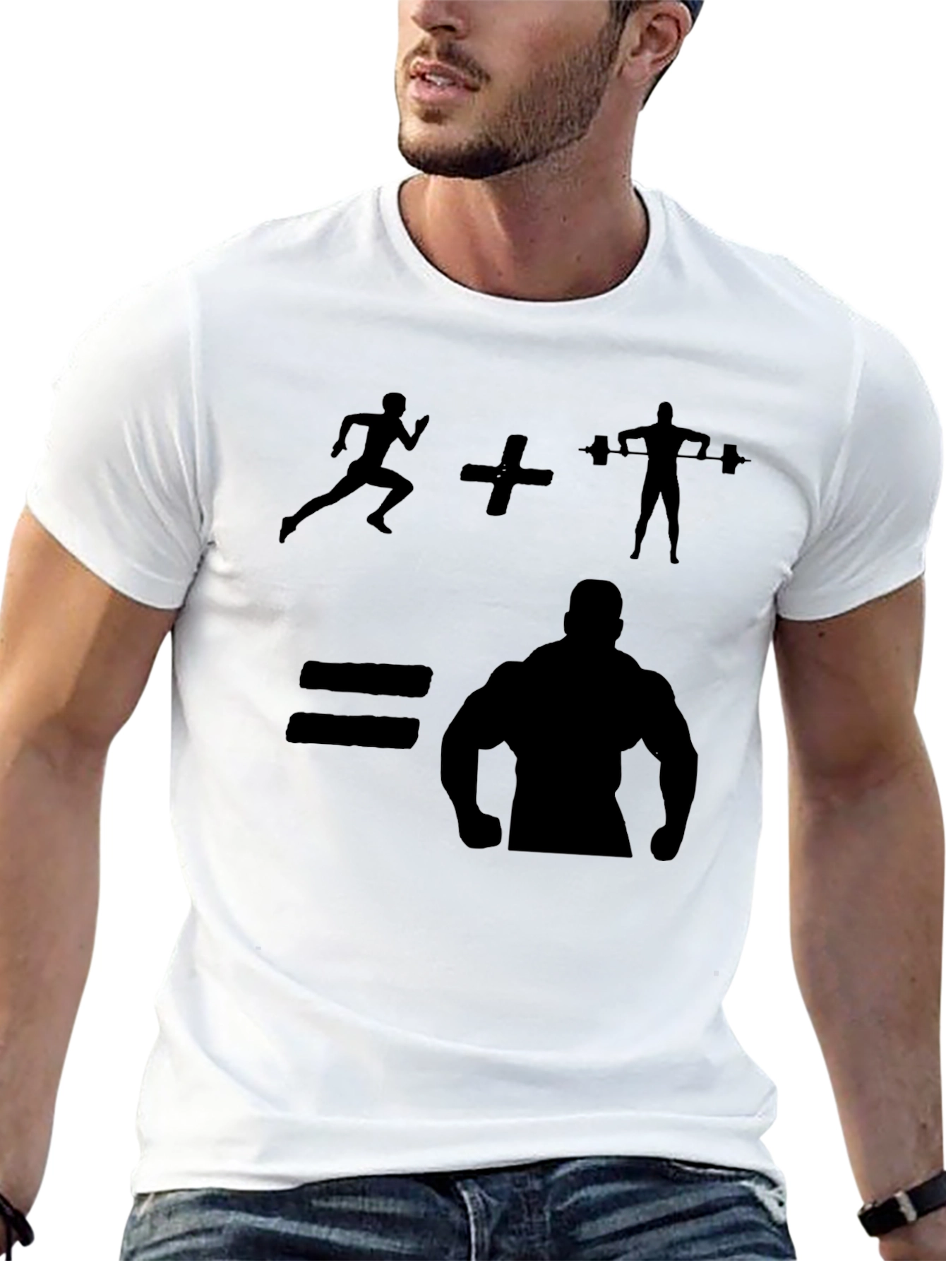Gym Bodybuilding T-Shirt - Run + Lift = Muscle