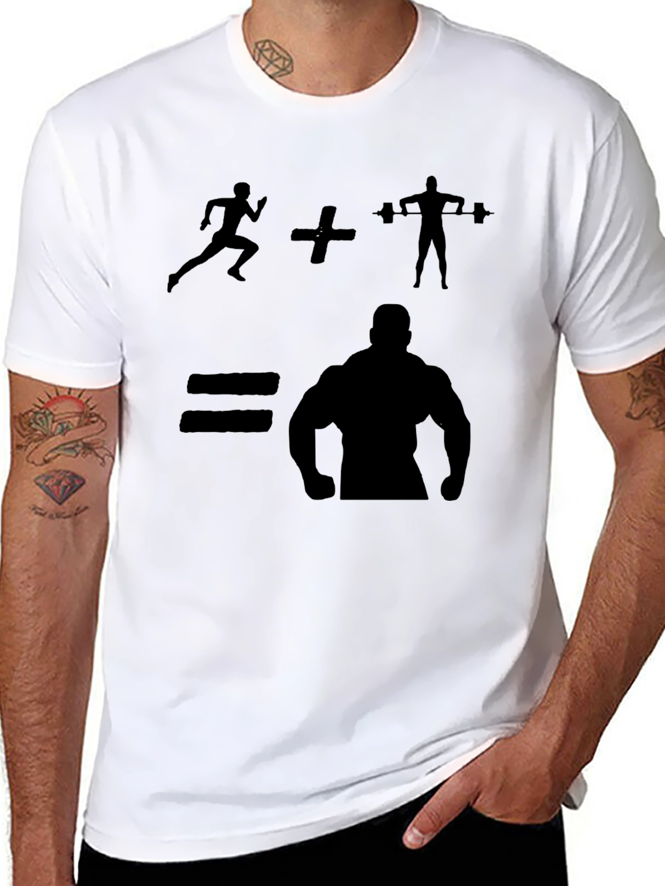Gym Bodybuilding T-Shirt - Run + Lift = Muscle