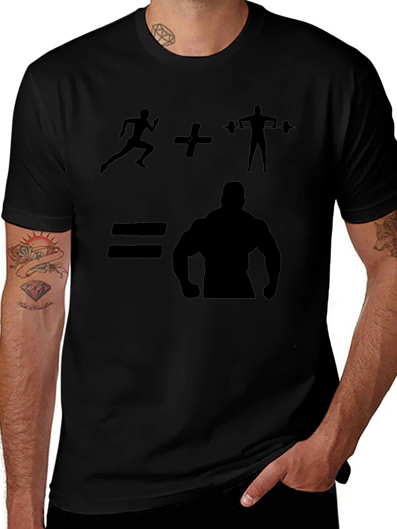 Gym Bodybuilding T-Shirt - Run + Lift = Muscle