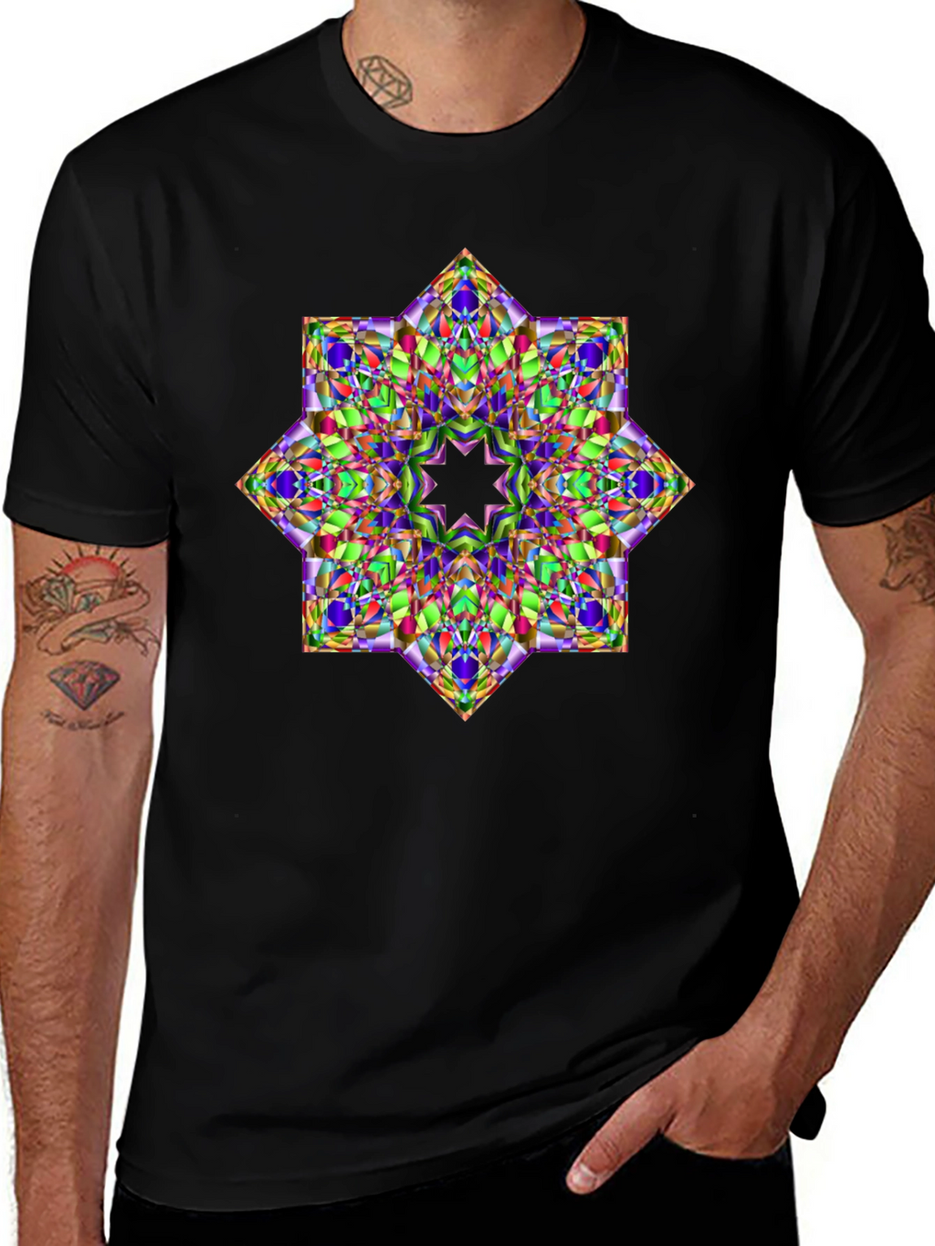 Geometric Kaleidoscope Star Graphic T-Shirt