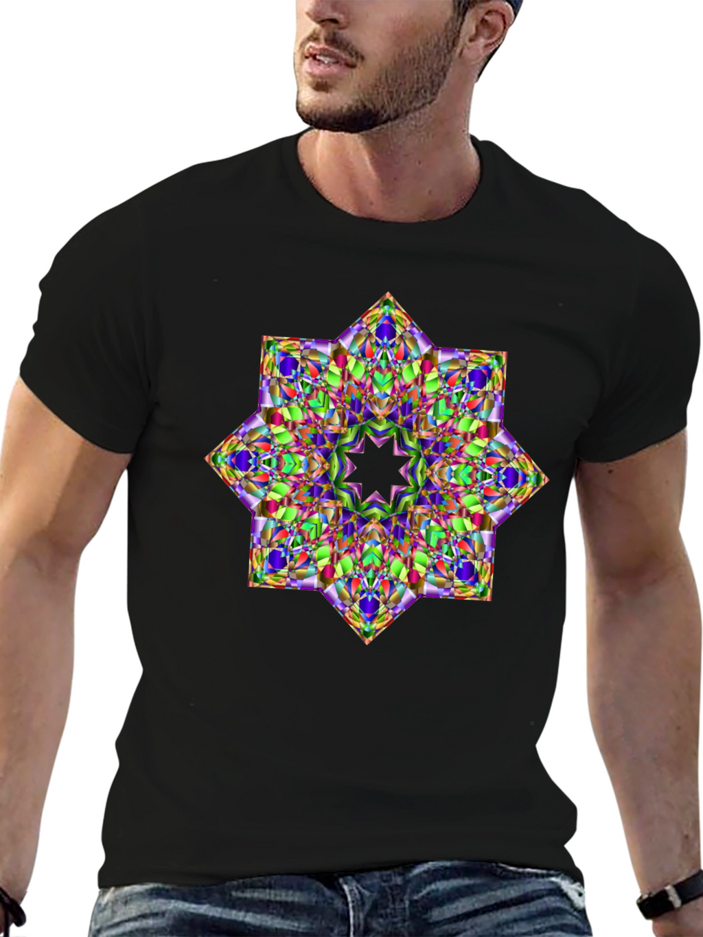 Geometric Kaleidoscope Star Graphic T-Shirt