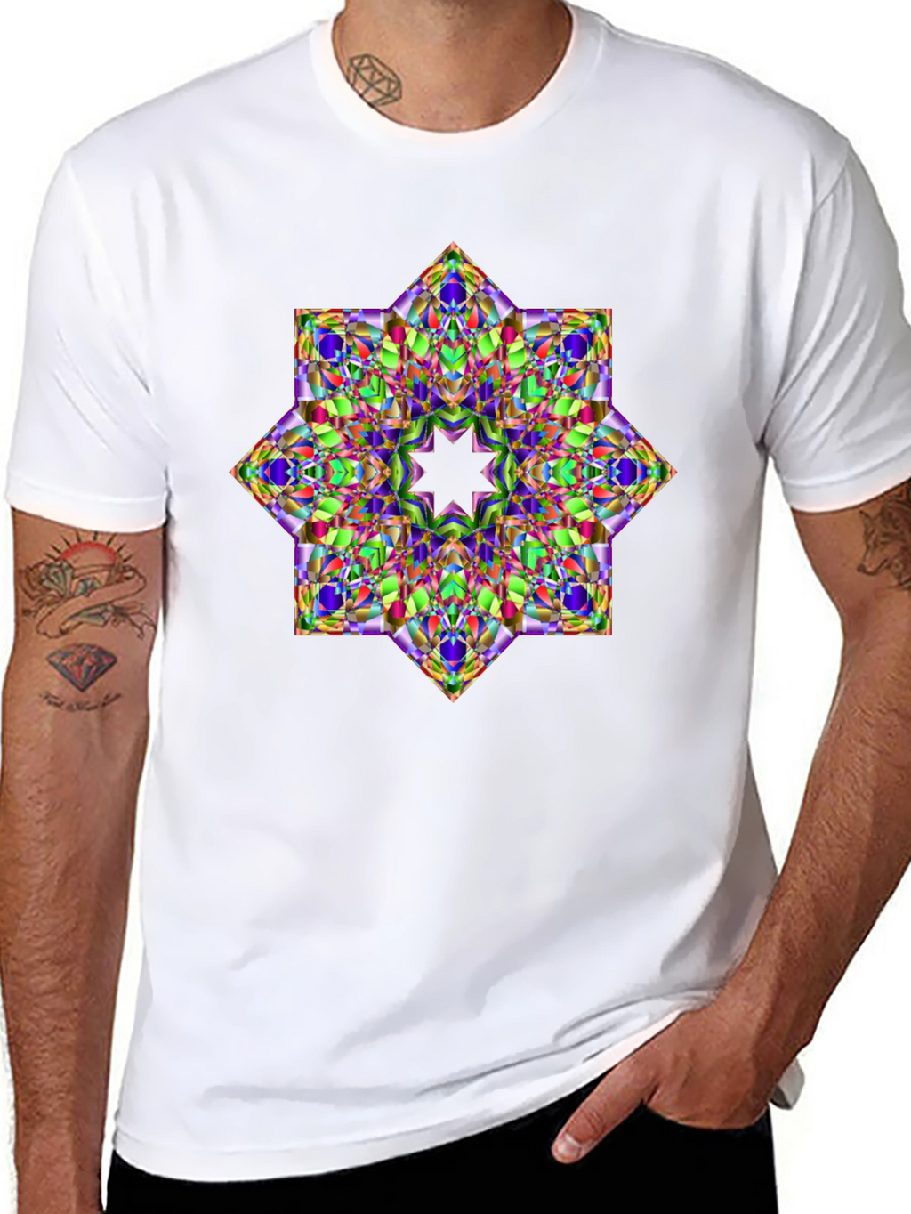 Geometric Kaleidoscope Star Graphic T-Shirt