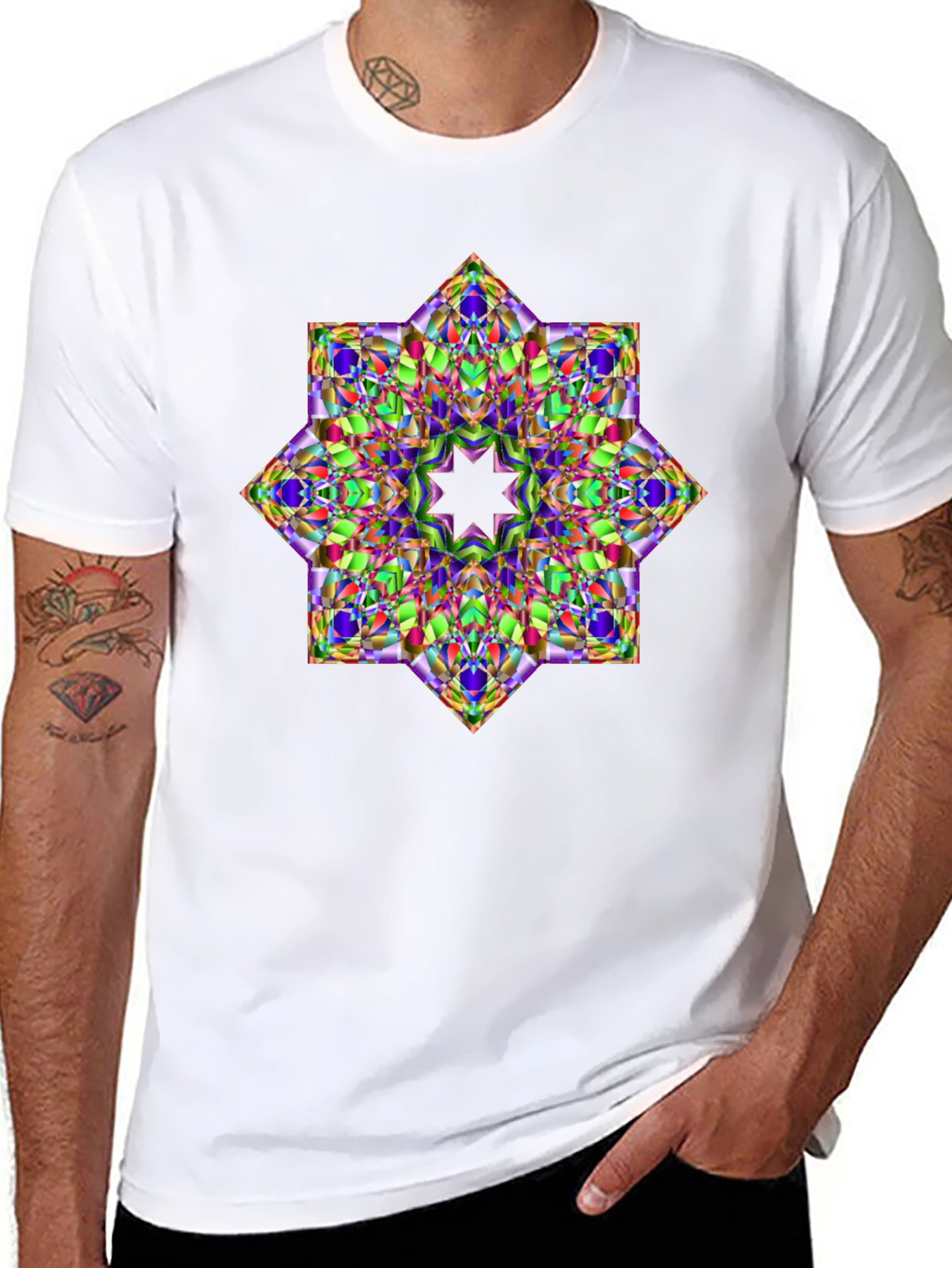 Geometric Kaleidoscope Star Graphic T-Shirt