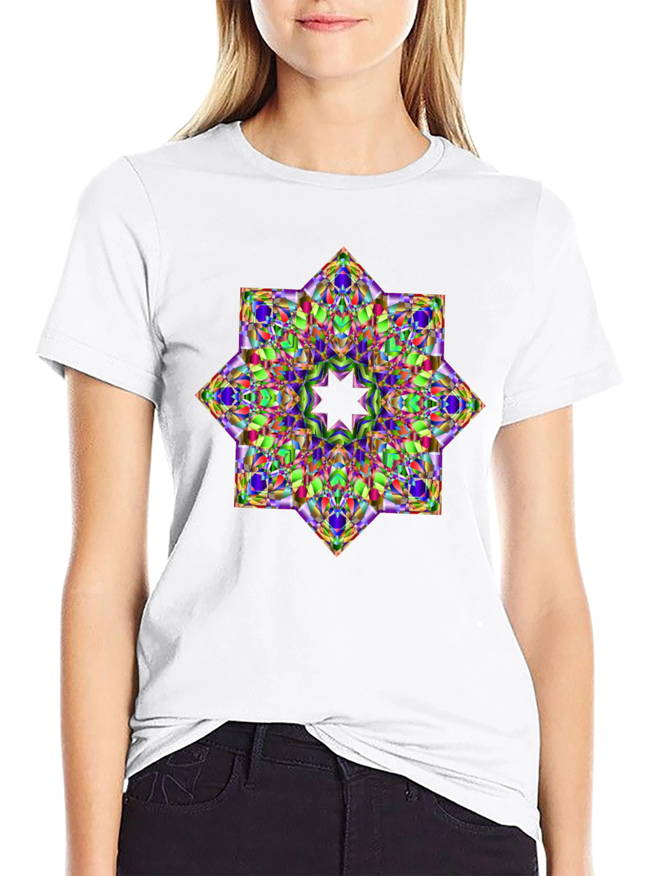 Geometric Kaleidoscope Star Graphic T-Shirt