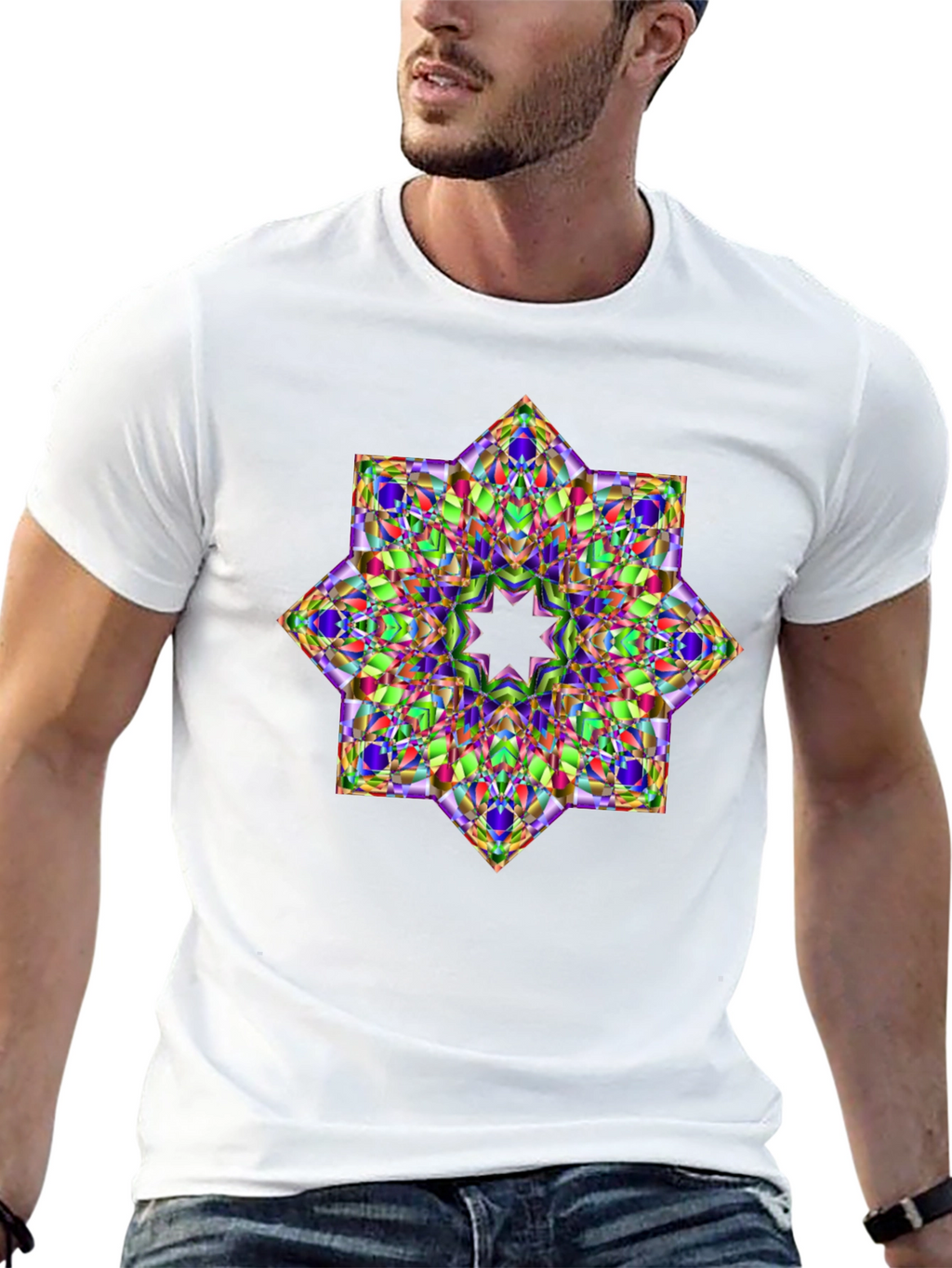 Geometric Kaleidoscope Star Graphic T-Shirt