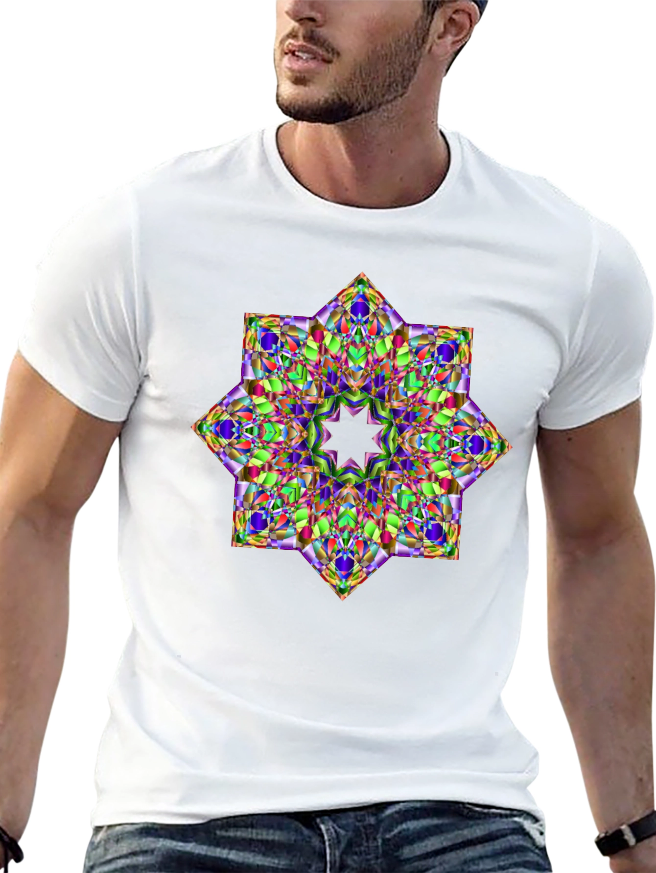 Geometric Kaleidoscope Star Graphic T-Shirt