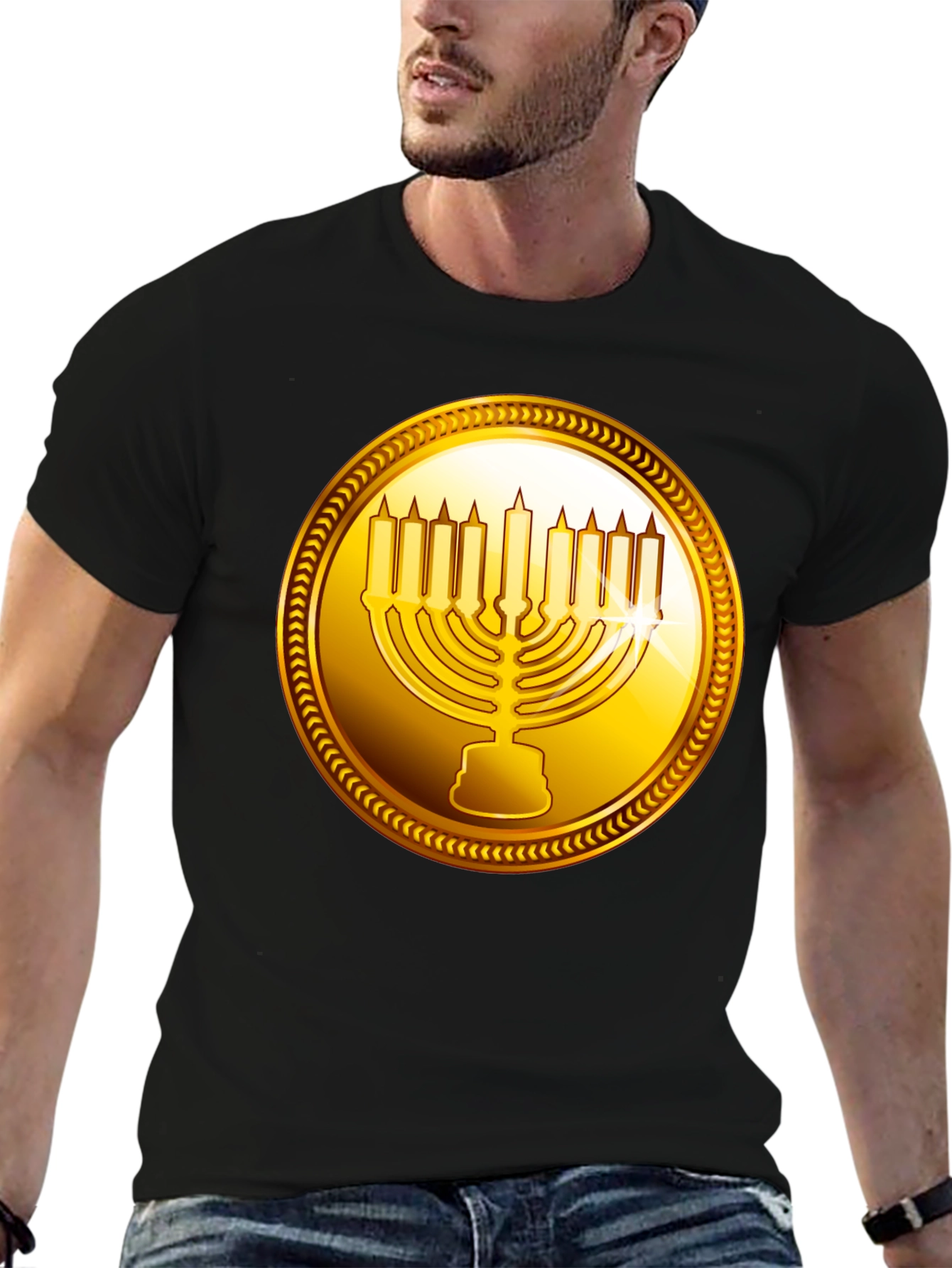 Gold Menorah Graphic Tee