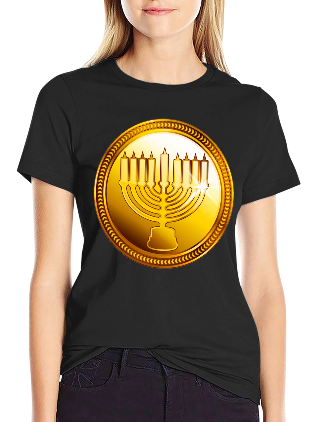Gold Menorah Graphic Tee