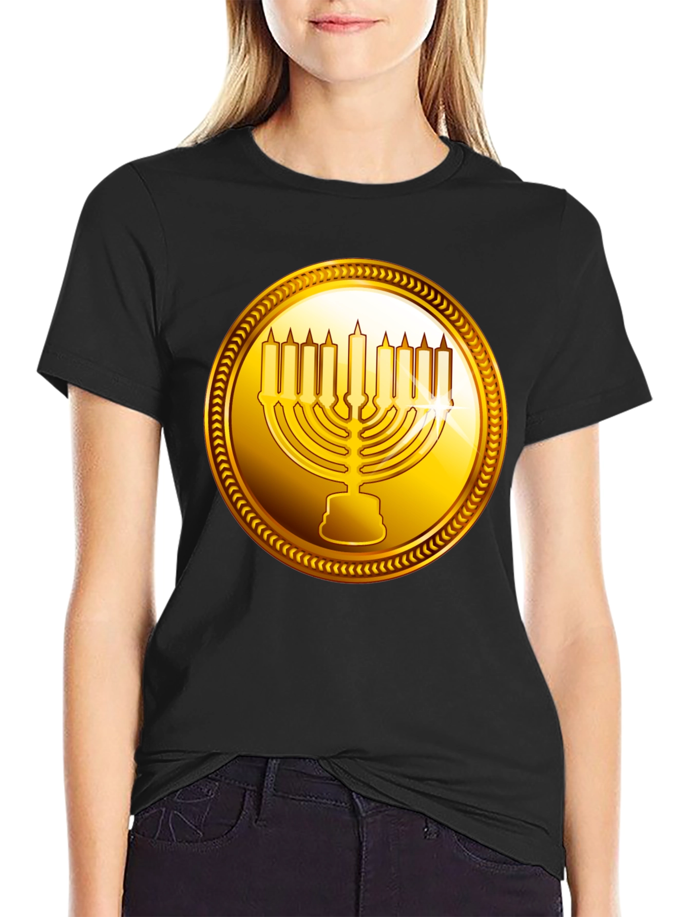 Gold Menorah Graphic Tee