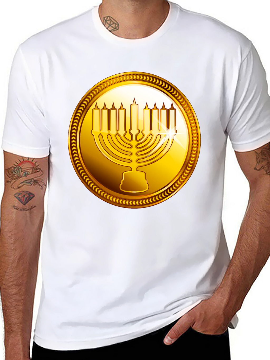 Gold Menorah Graphic Tee
