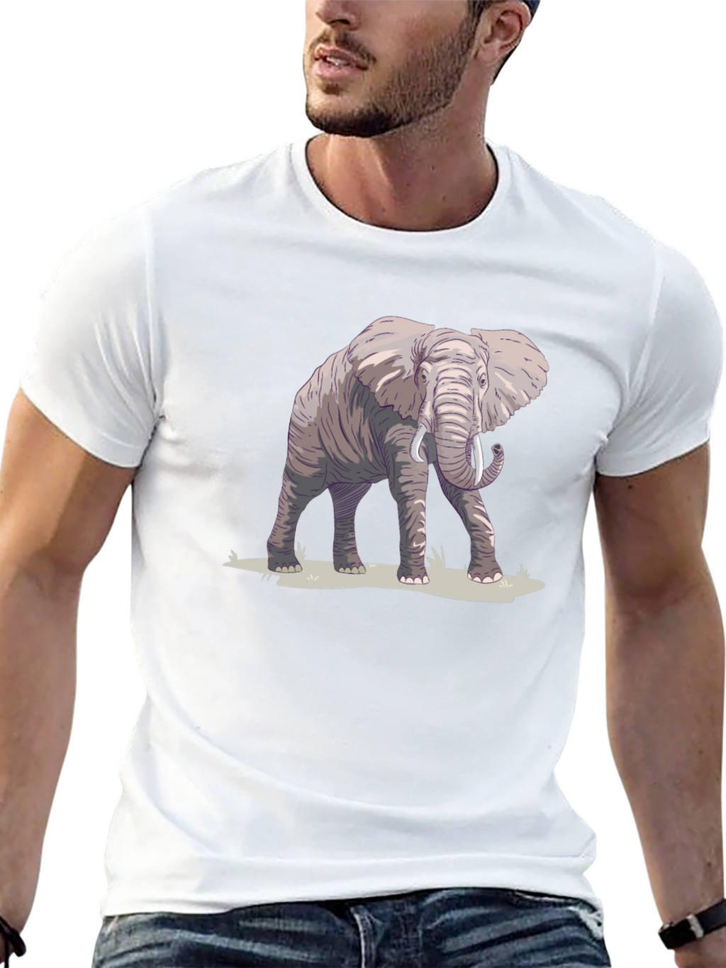 Elephant Graphic Print Black T-Shirt