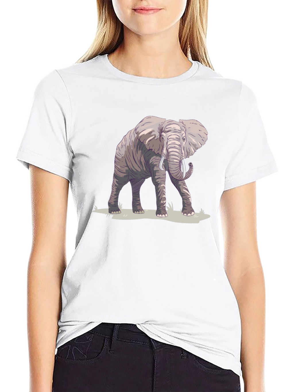 Elephant Graphic Print Black T-Shirt