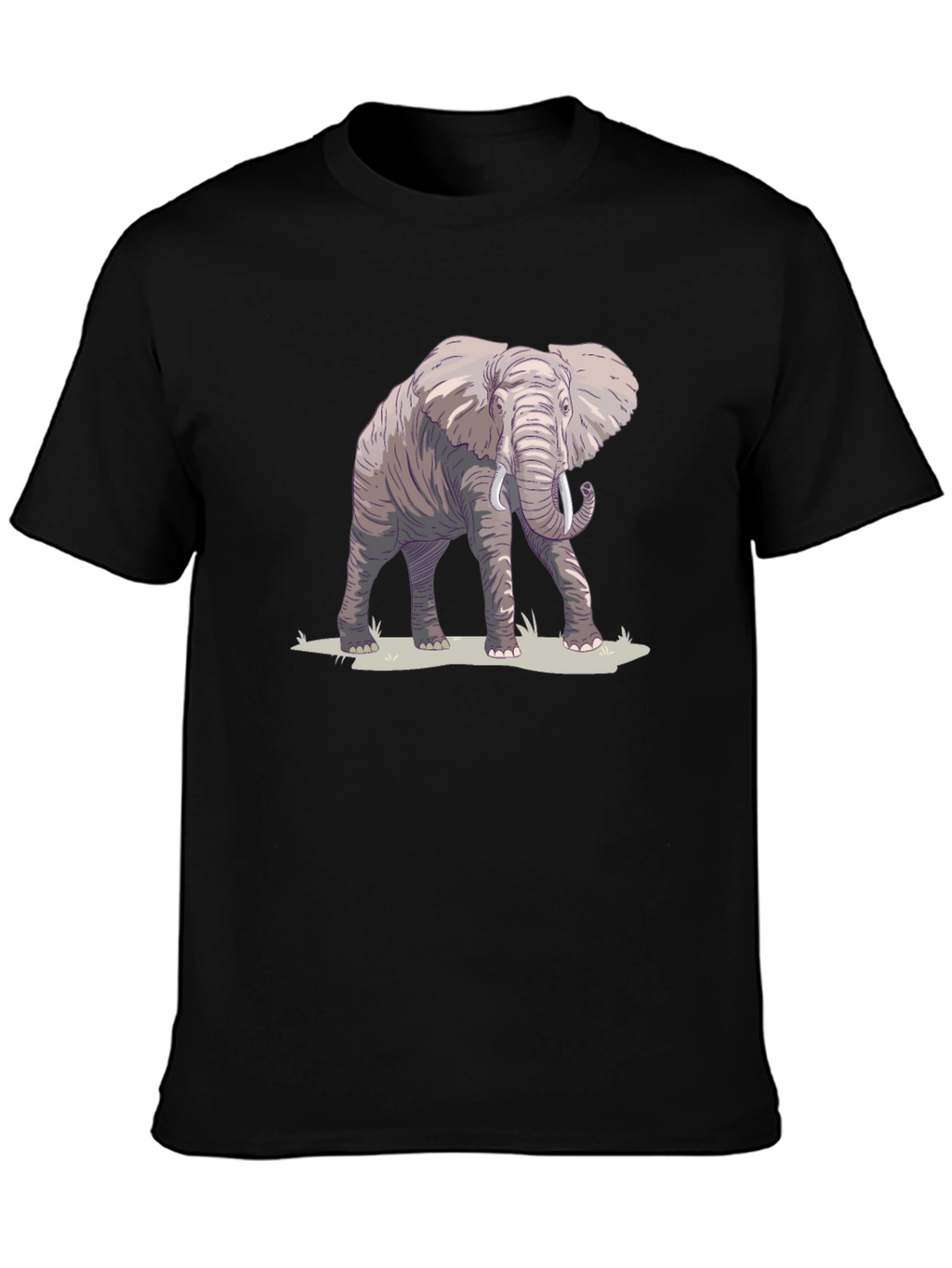 Elephant Graphic Print Black T-Shirt