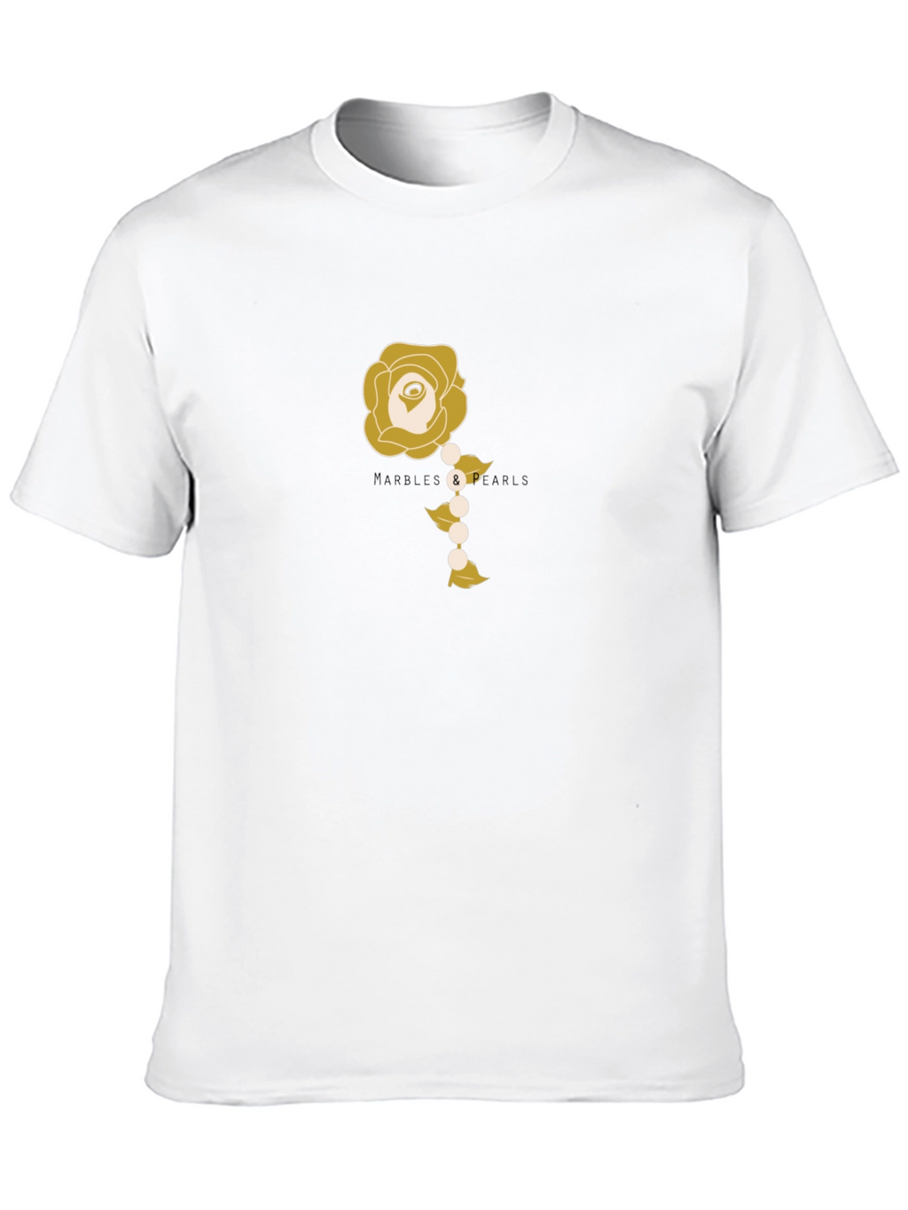 Elegant Rose and Pearls Graphic Tee - Black