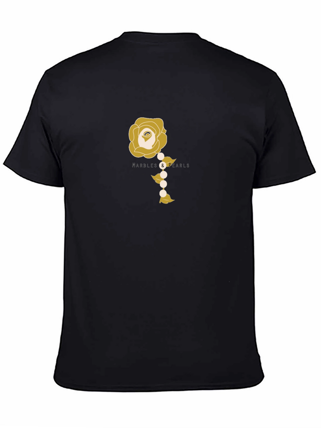Elegant Rose and Pearls Graphic Tee - Black