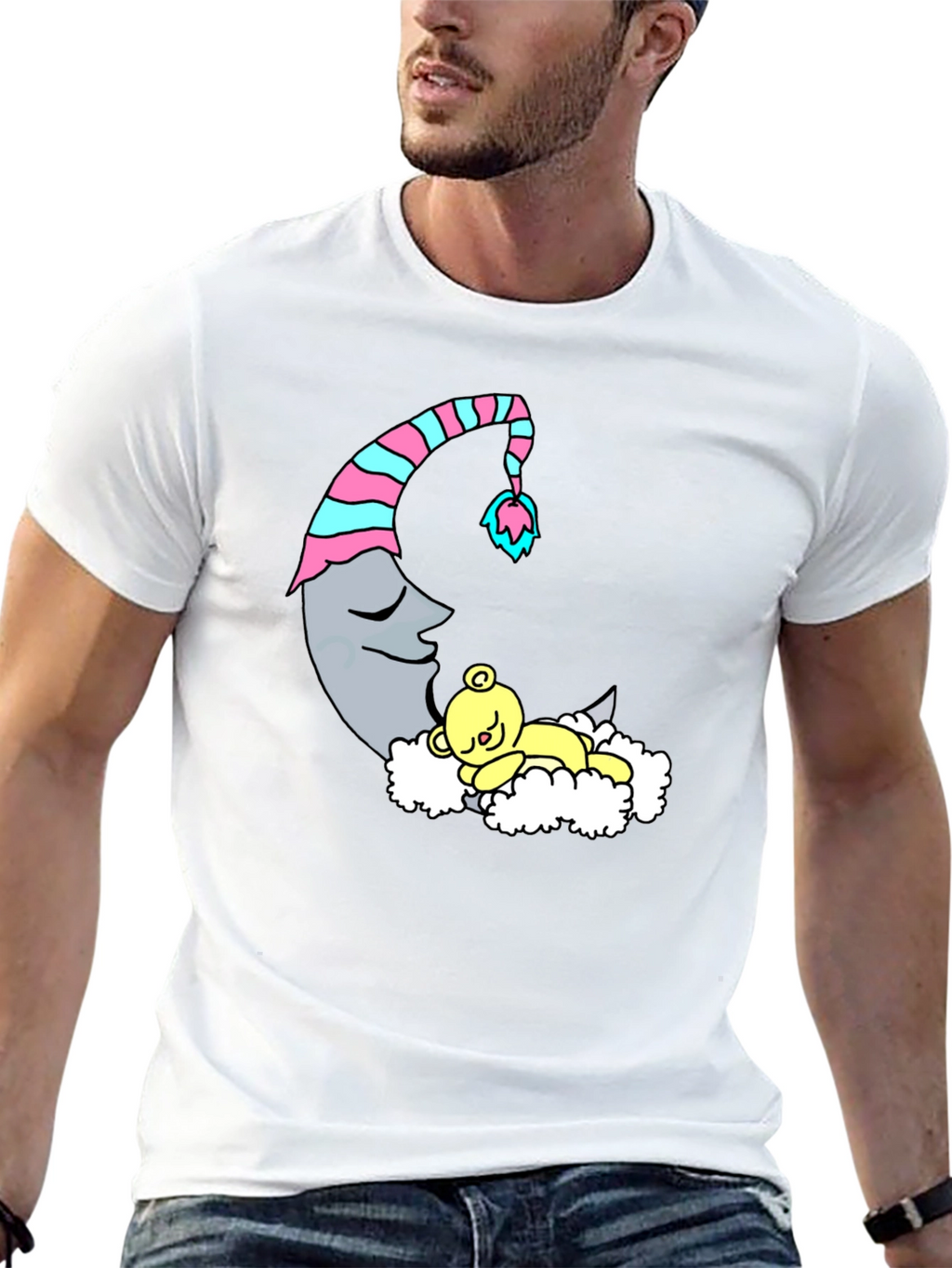 Dreamy Moon & Bear Black T-Shirt