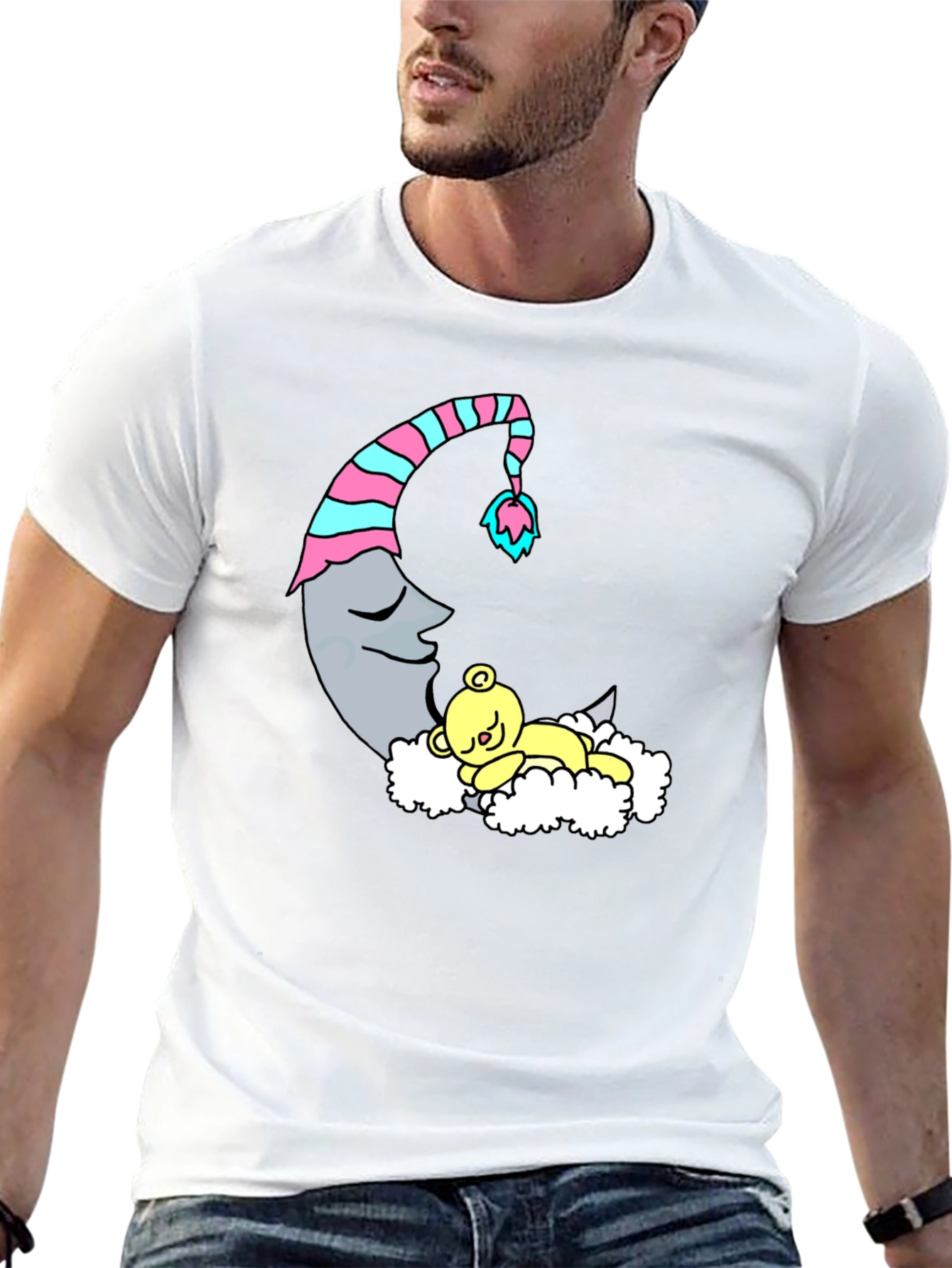 Dreamy Moon & Bear Black T-Shirt