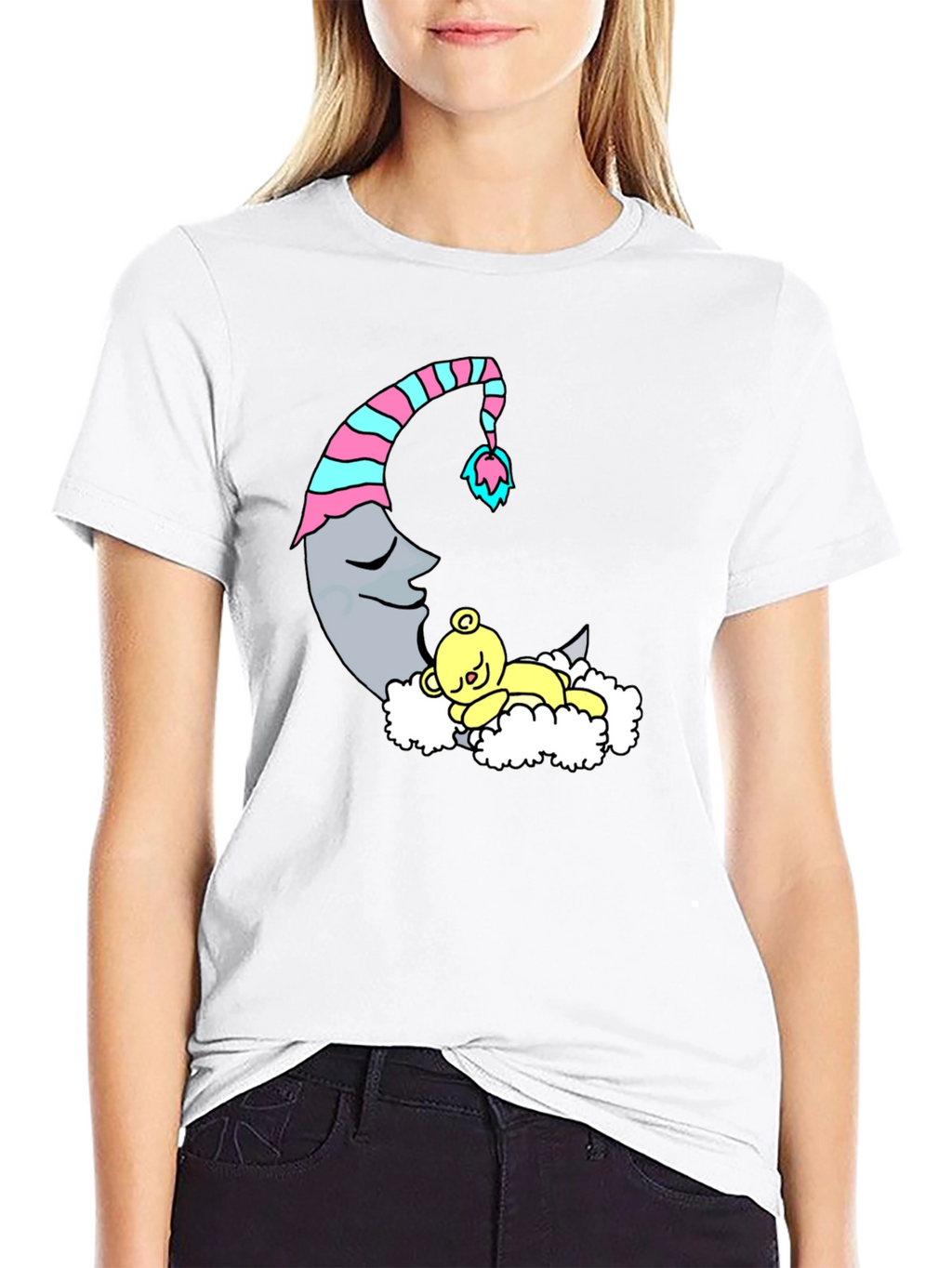 Dreamy Moon & Bear Black T-Shirt