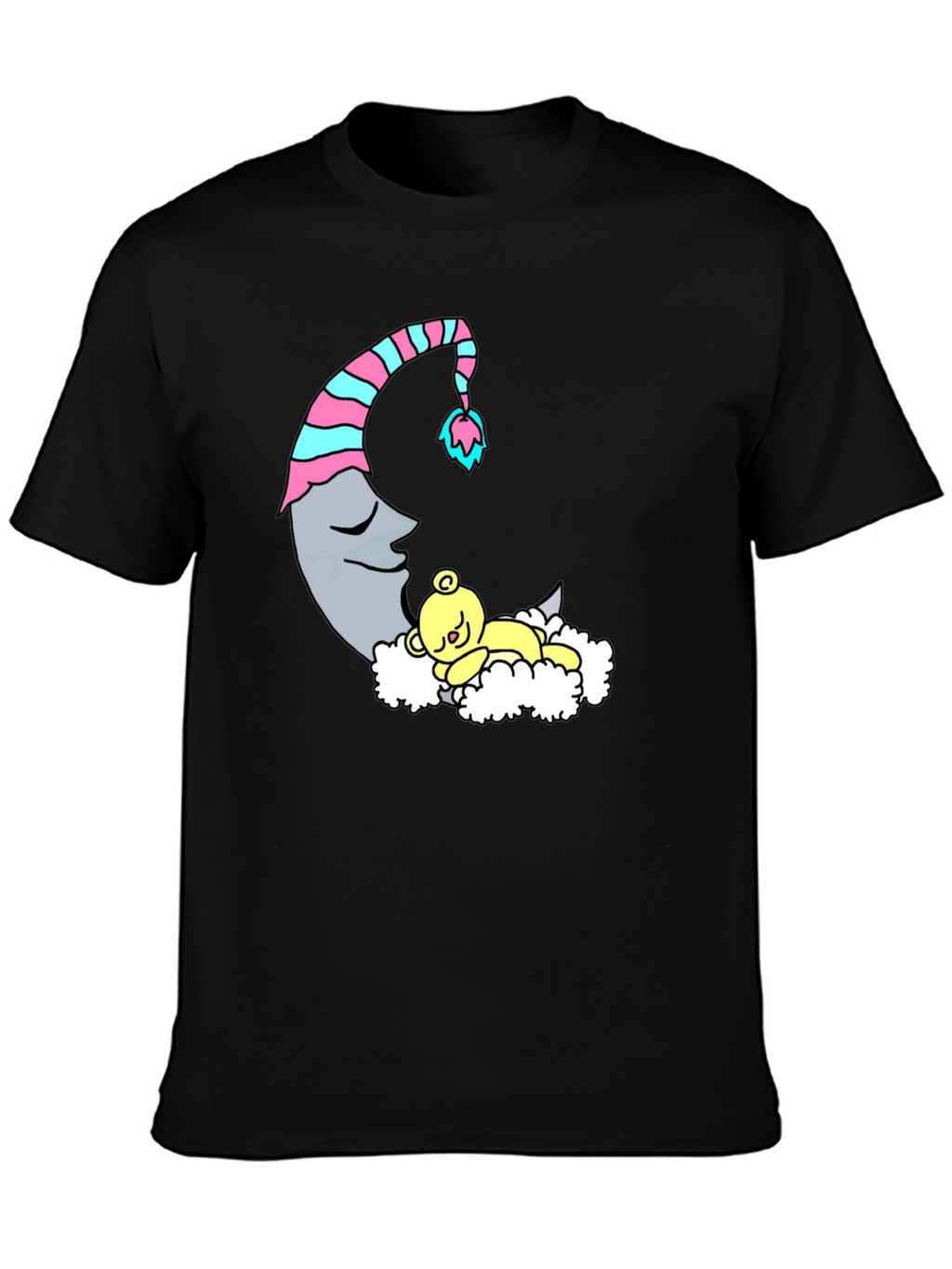 Dreamy Moon & Bear Black T-Shirt