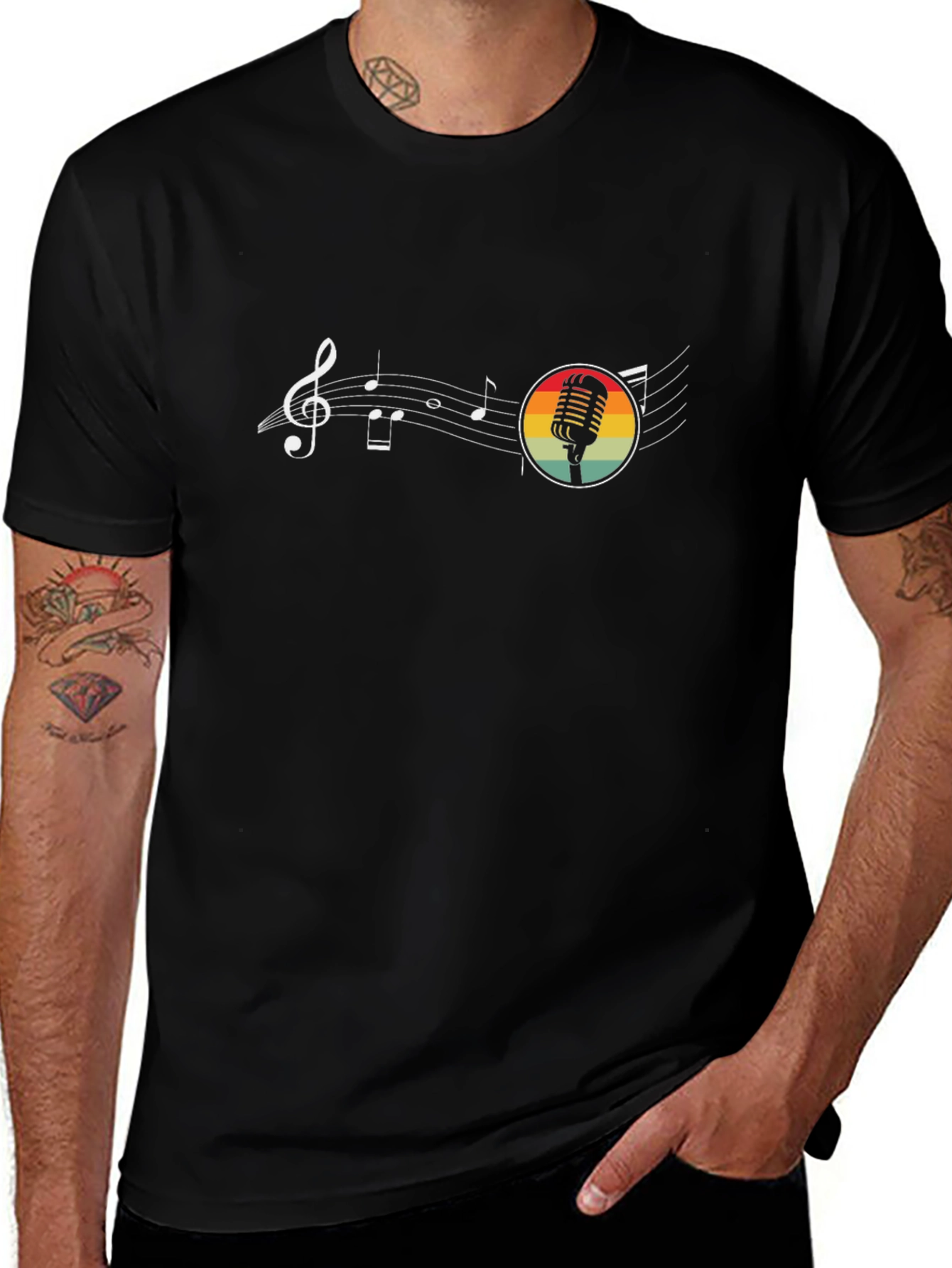 Retro Music Graphic Black T-Shirt