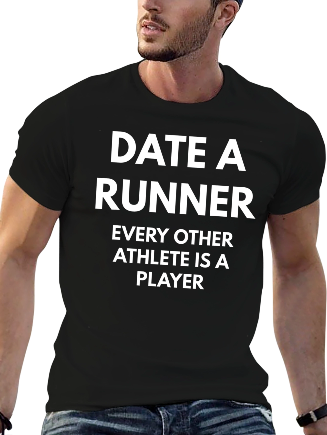Date a Runner Graphic Tee - Black Cotton T-Shirt