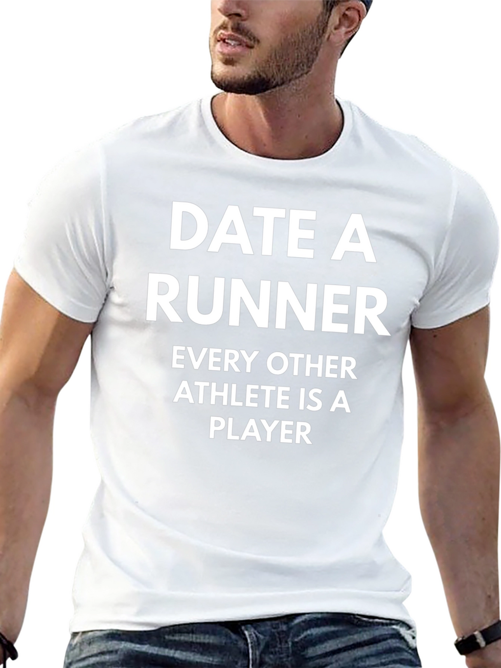 Date a Runner Graphic Tee - Black Cotton T-Shirt
