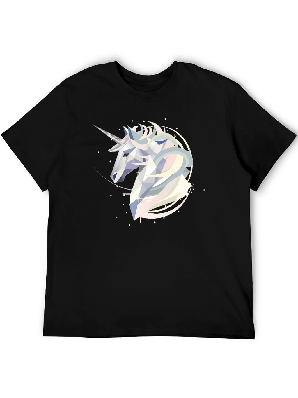 Geometric Unicorn Graphic Tee - Black