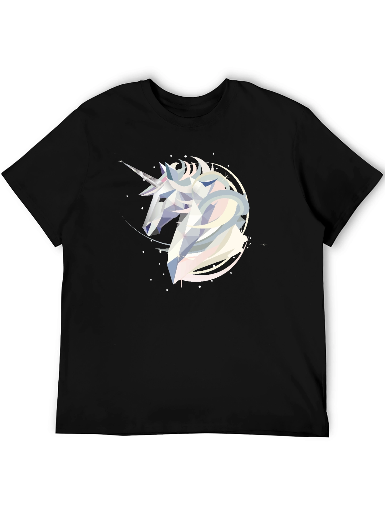 Geometric Unicorn Graphic Tee - Black