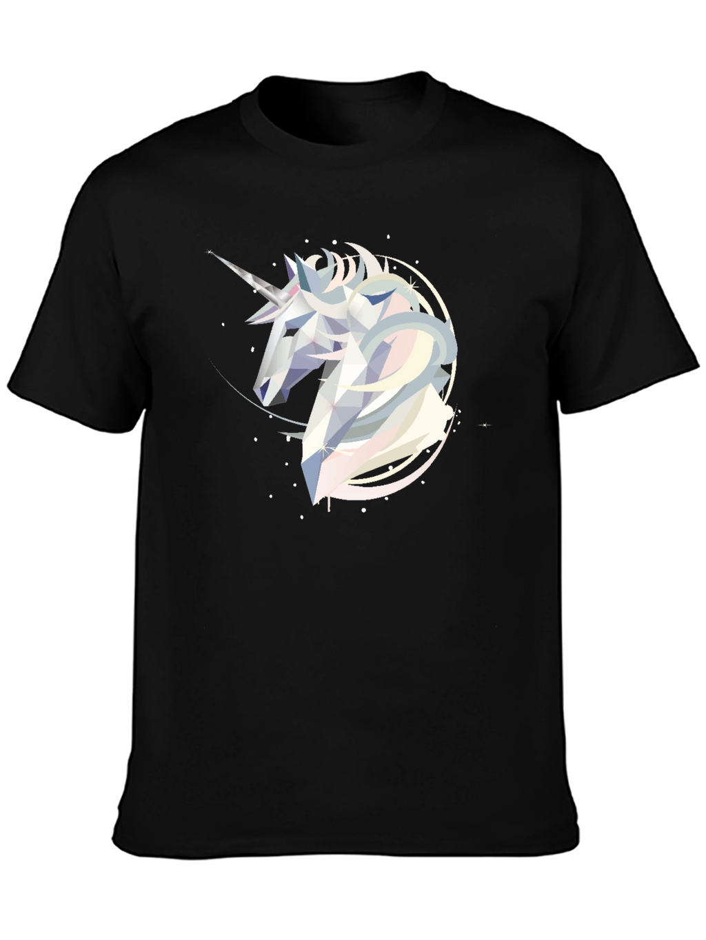 Geometric Unicorn Graphic Tee - Black