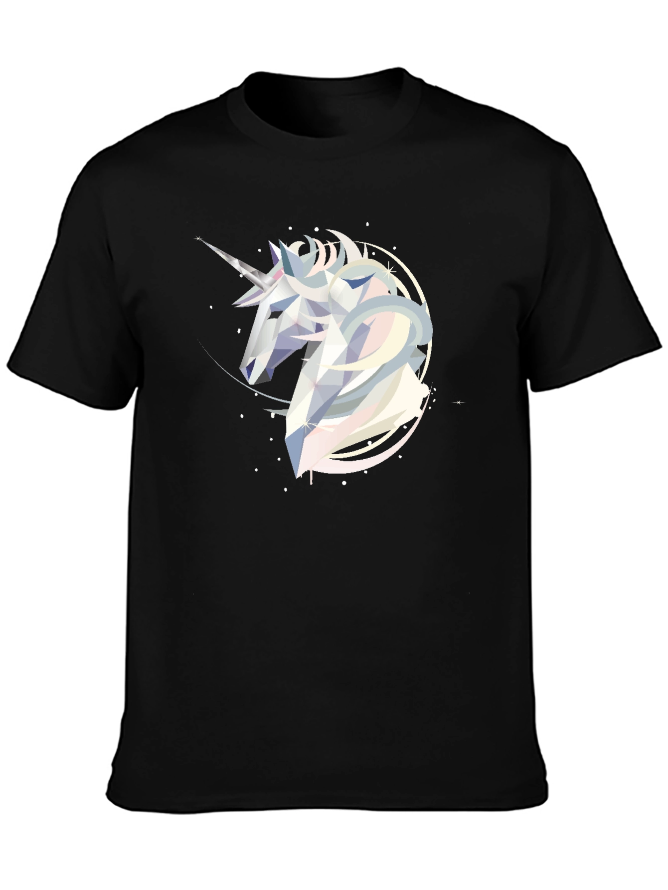 Geometric Unicorn Graphic Tee - Black