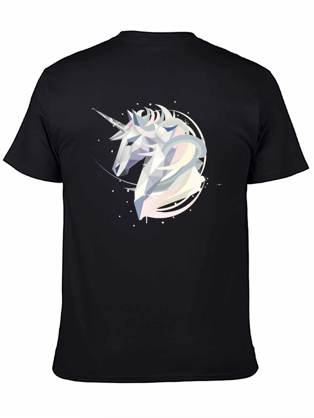 Geometric Unicorn Graphic Tee - Black