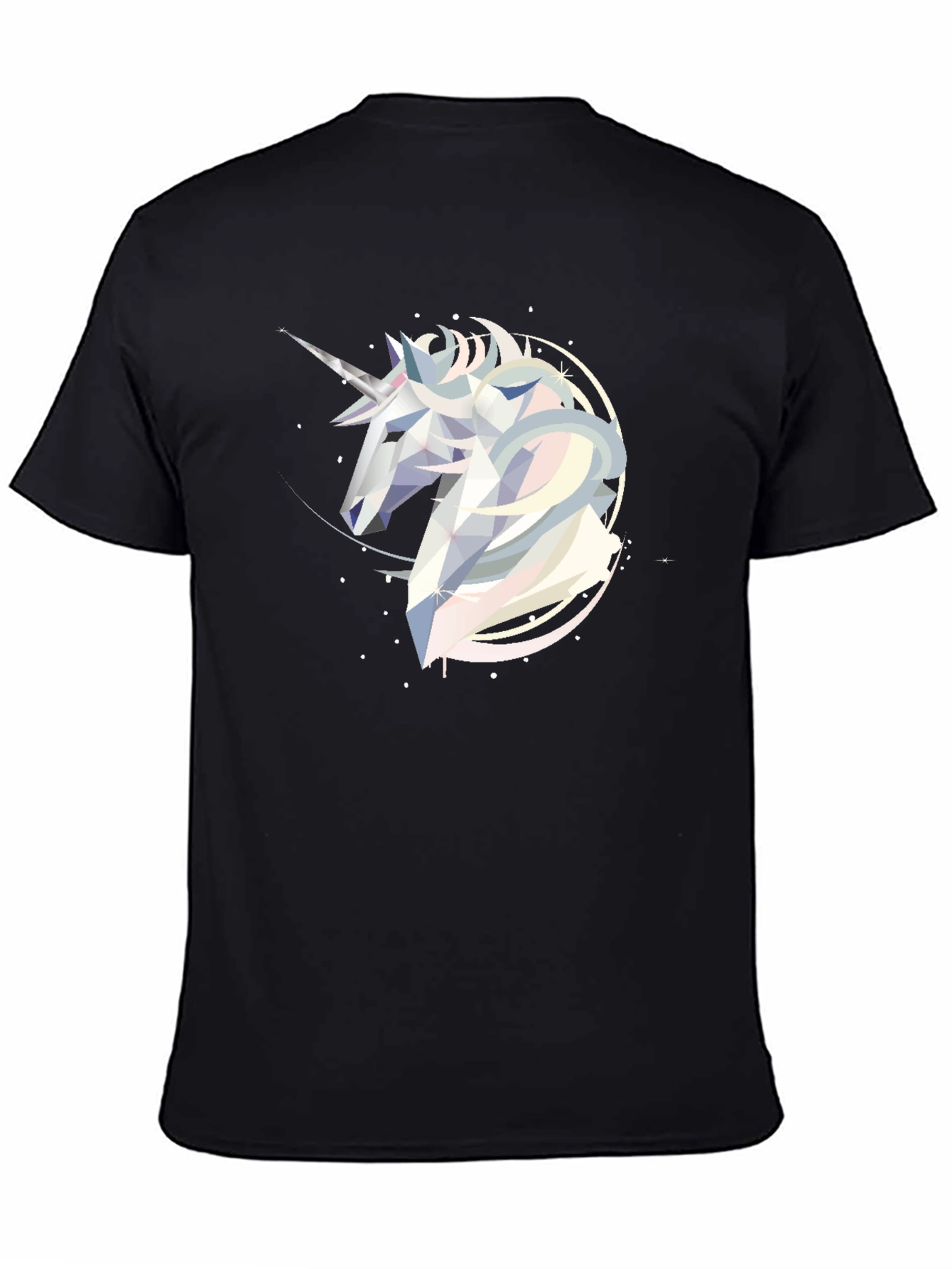 Geometric Unicorn Graphic Tee - Black