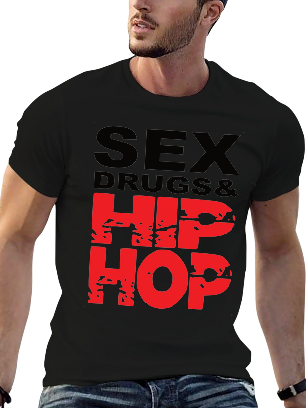 Sex Drugs & Hip Hop Graphic T-Shirt - Black