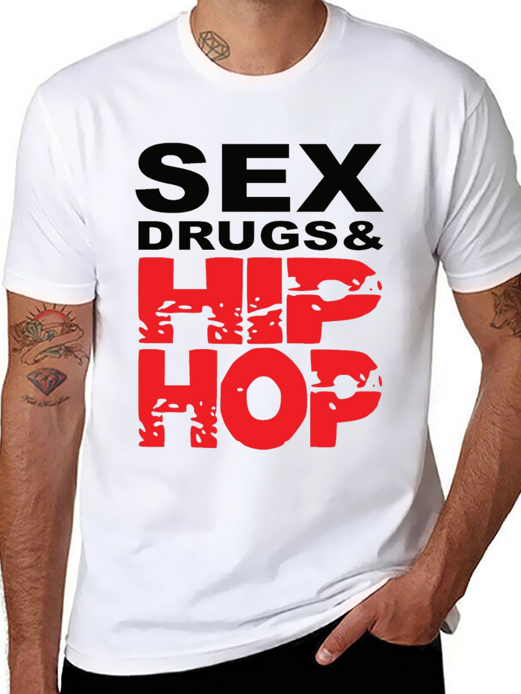 Sex Drugs & Hip Hop Graphic T-Shirt - Black