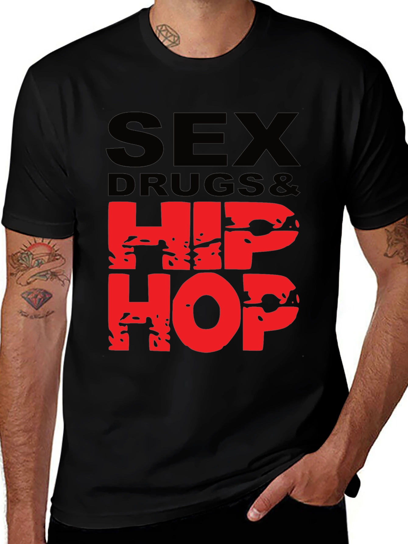 Sex Drugs & Hip Hop Graphic T-Shirt - Black