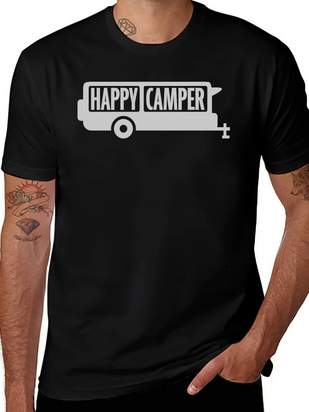Happy Camper Graphic Tee - Black Camping Shirt
