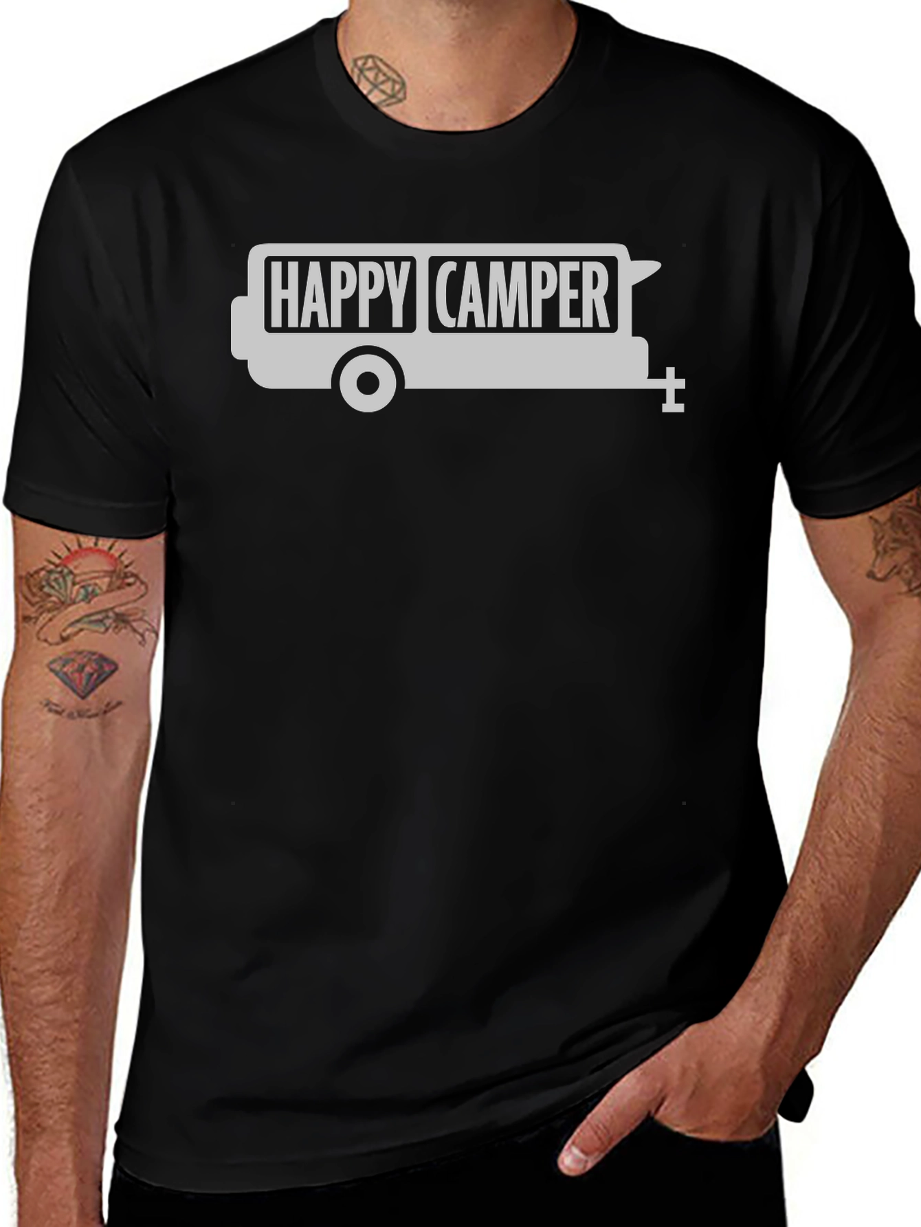 Happy Camper Graphic Tee - Black Camping Shirt