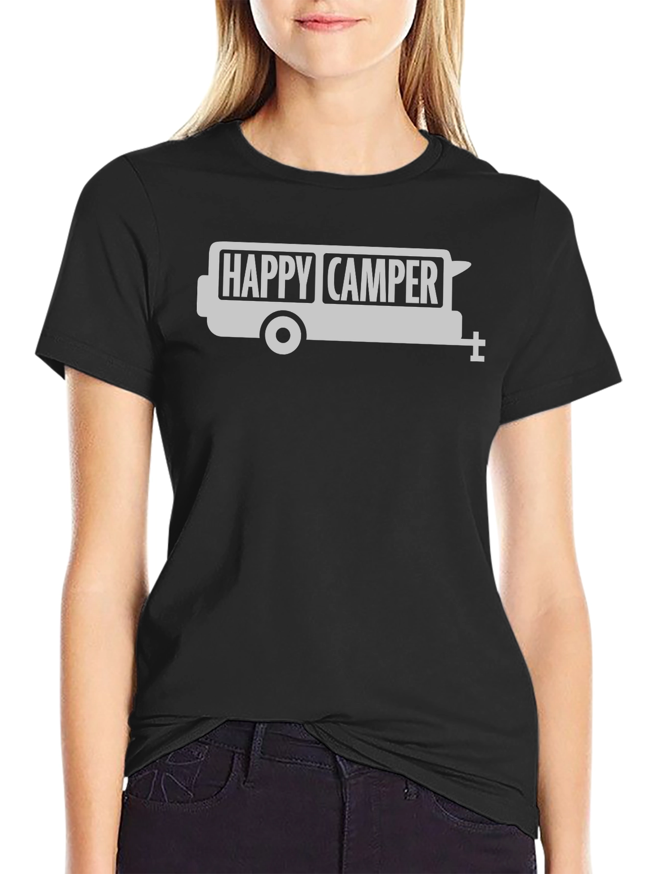 Happy Camper Graphic Tee - Black Camping Shirt