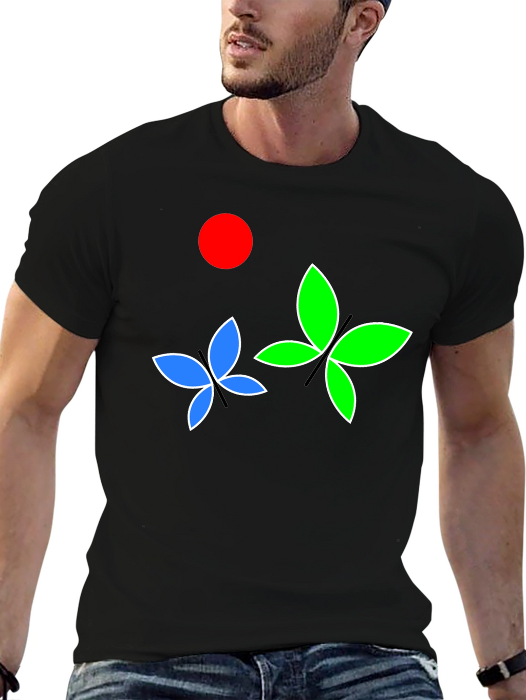 Butterfly Graphic Tee - Black Cotton Blend