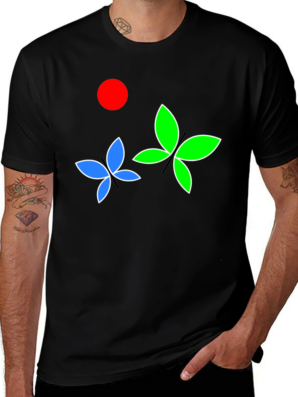 Butterfly Graphic Tee - Black Cotton Blend
