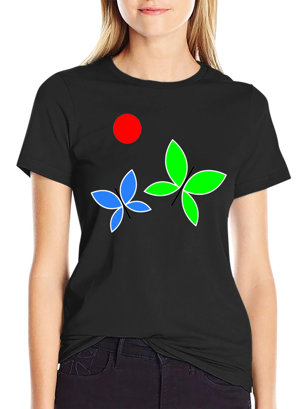 Butterfly Graphic Tee - Black Cotton Blend