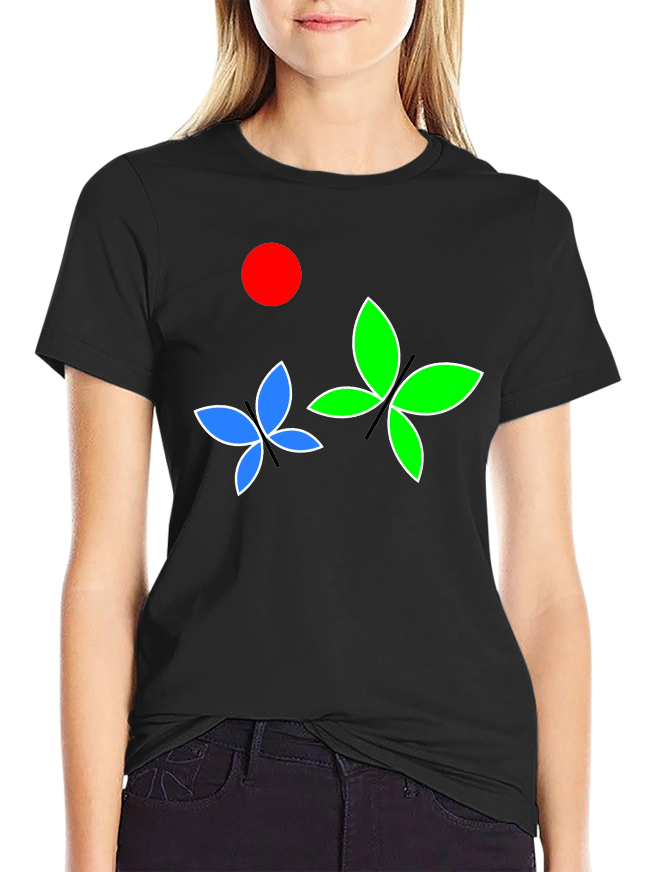 Butterfly Graphic Tee - Black Cotton Blend