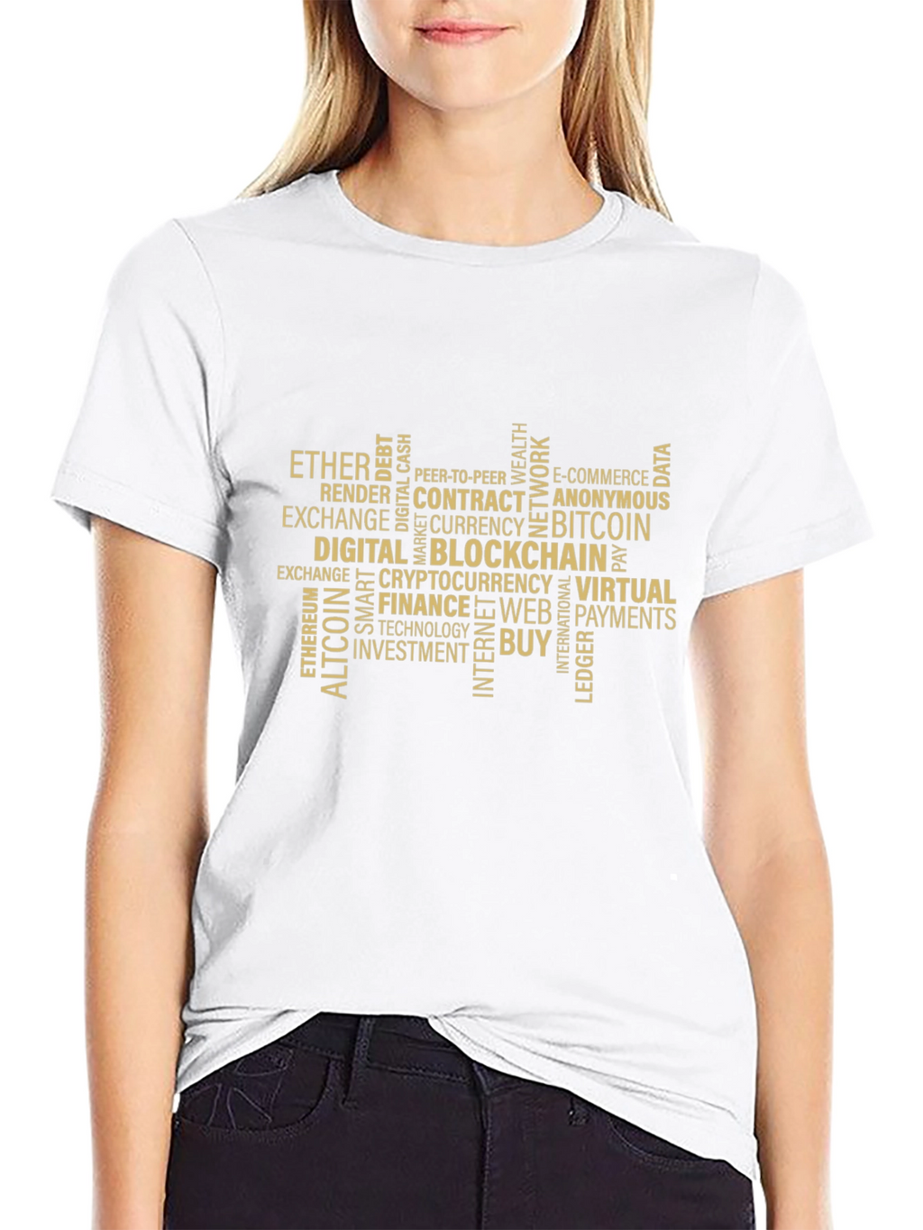Bitcoin Blockchain Word Art Graphic T-Shirt