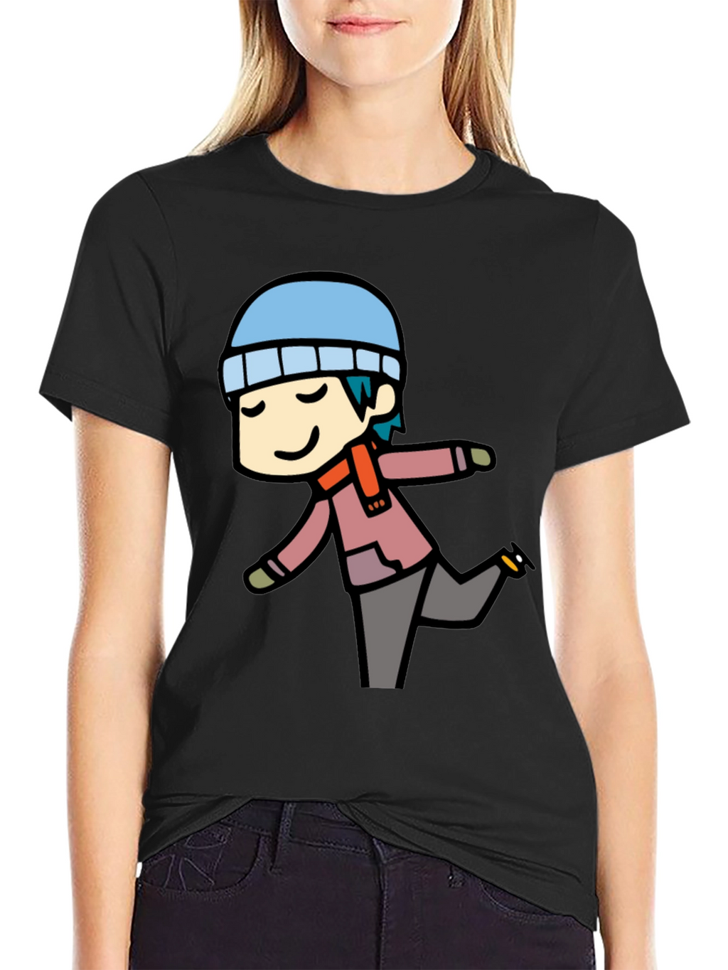 Cartoon Skater Black Tee