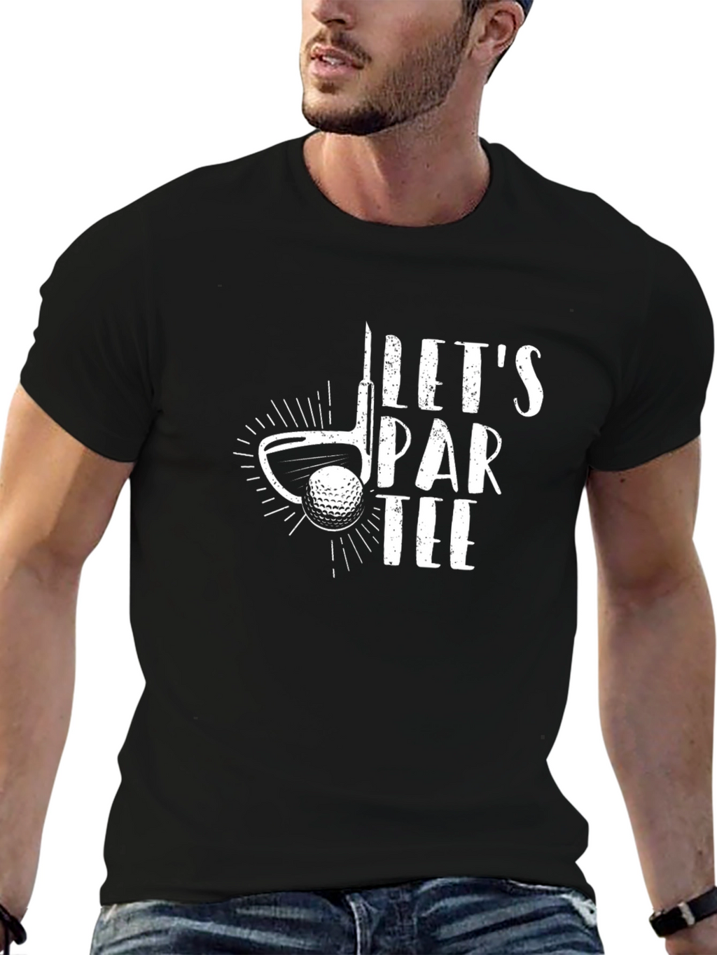 Lets Par Tee Golf T-Shirt - Black Cotton Tee