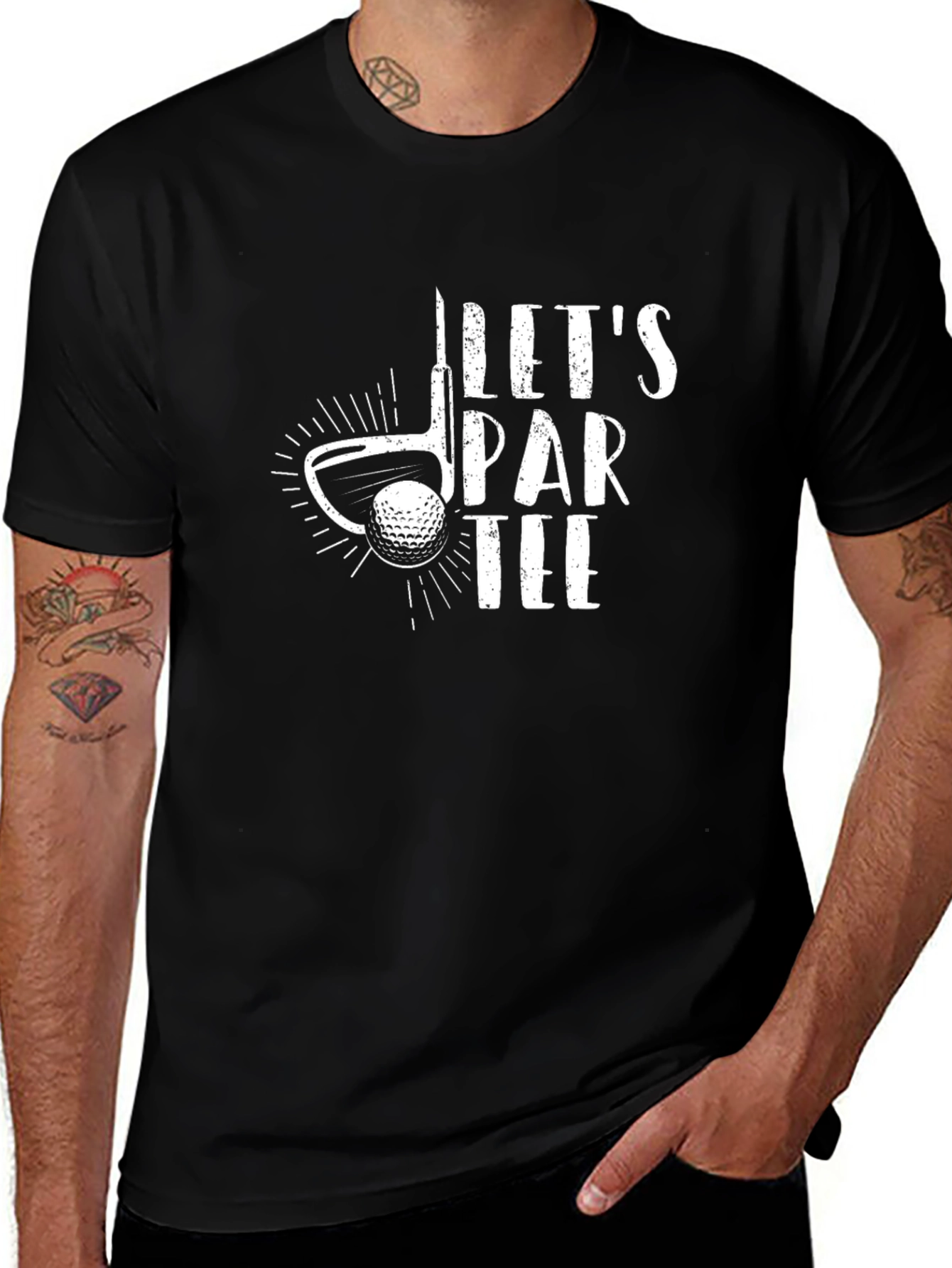 Lets Par Tee Golf T-Shirt - Black Cotton Tee