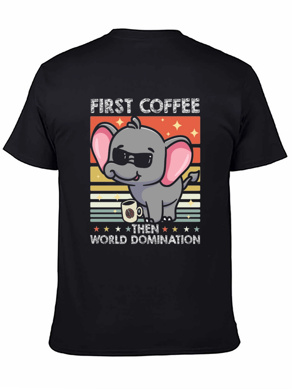 Funny Elephant Coffee Domination Graphic Tee