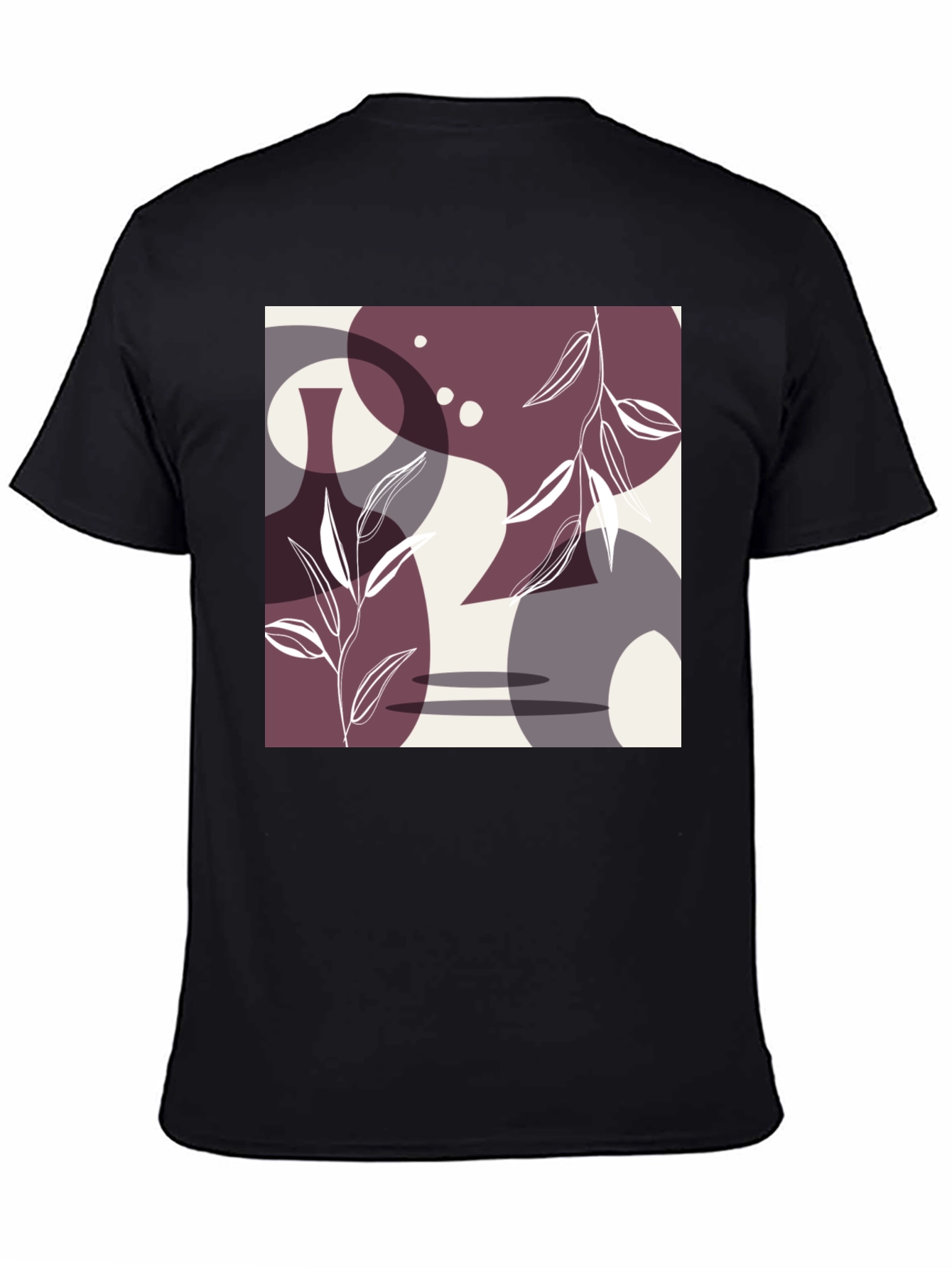 Modern Art Graphic Tee - Abstract Shapes & Botanical Print