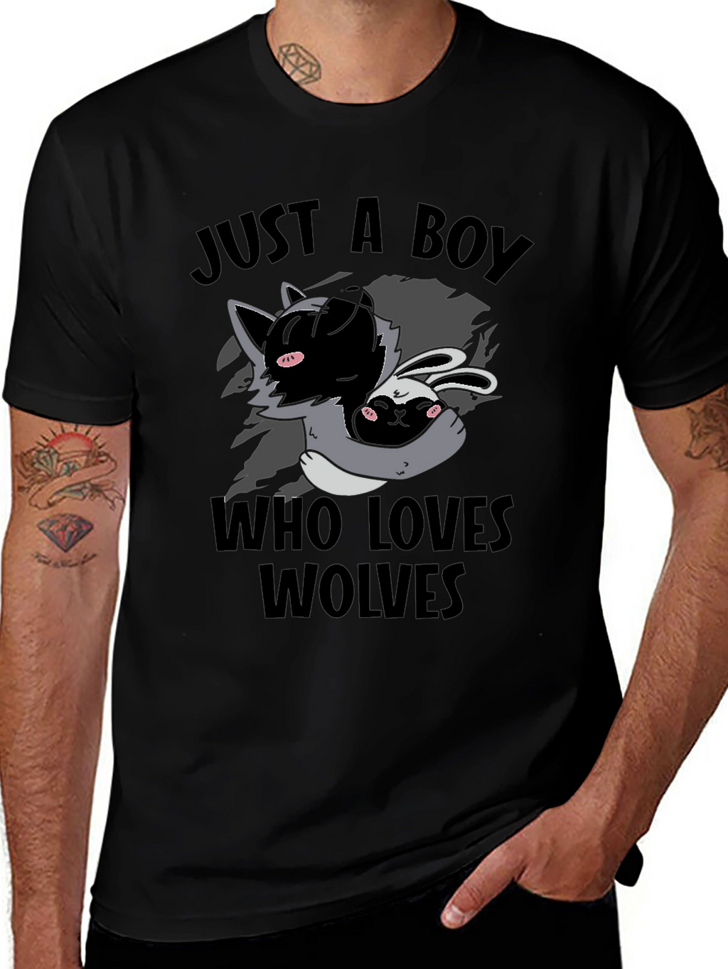 Boy Who Loves Wolves T-Shirt Cute Animal Graphic Tee