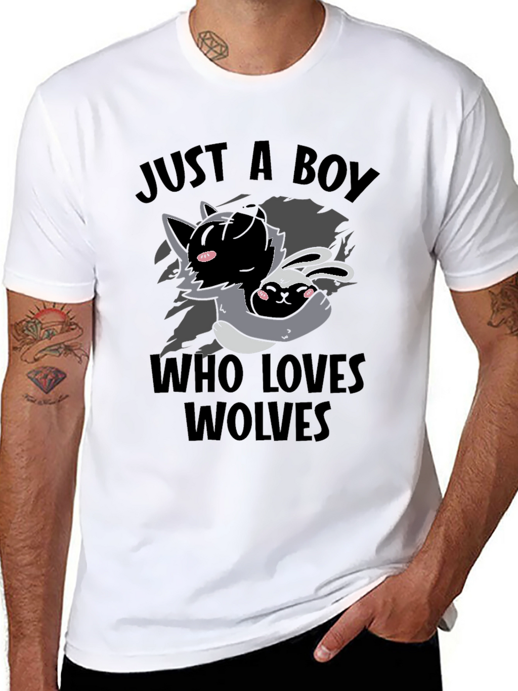 Boy Who Loves Wolves T-Shirt Cute Animal Graphic Tee